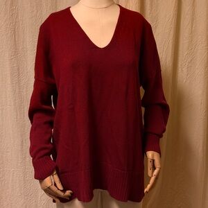 Eileen Fisher Deep Red V-Neck Sweater
